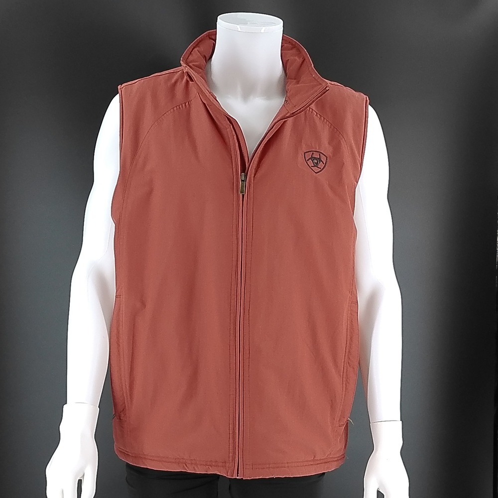 Ariat Mens Insulated Softshell Vest Rust Orange Wind Water Resistant XL